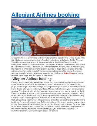 Allegiant Airlines booking