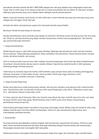 Jual Keranda Jenazah SerangTelepon 0812-9869-9940