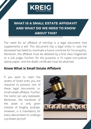 What is a Small Estate Affidavit, And What do we Need to Know About This?