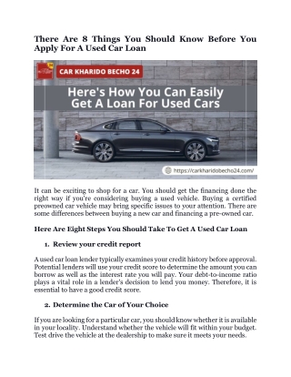 There are 8 things you should know before you apply for a used car loan (1)