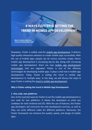 _8 Ways flutter is setting the trend in mobile app development
