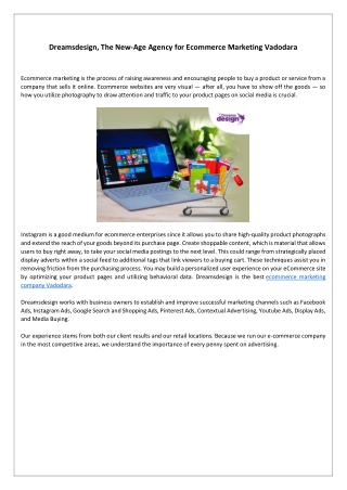 Dreamsdesign, The New-Age Agency for Ecommerce Marketing Vadodara