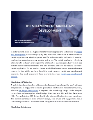 The 5 elements of mobile app development