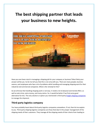 The best shipping partner that leads your business to new heights.