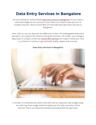 Data Entry Services In Bangalore