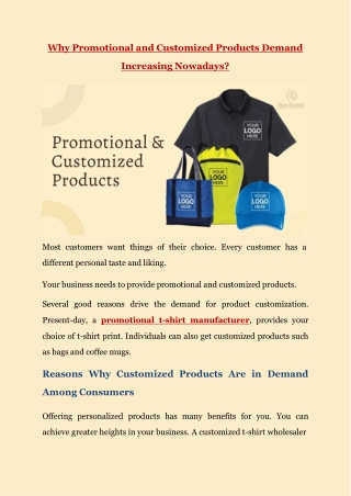 Why Promotional and Customized Products Demand Increasing Nowadays?