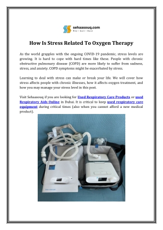 How Is Stress Related To Oxygen Therapy