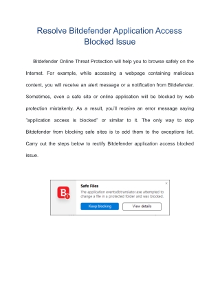 Fix Bitdefender Application Access Blocked Issue