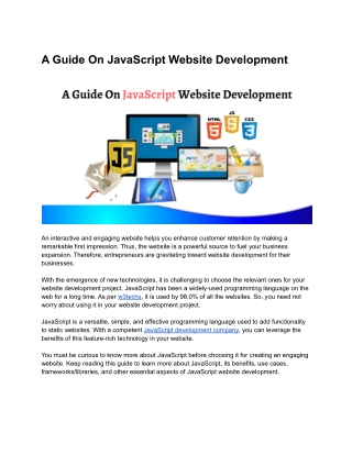 A Guide On JavaScript Website Development
