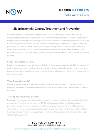 How To Treat & Prevent Sleep Insomnia | UpNow Hypnosis
