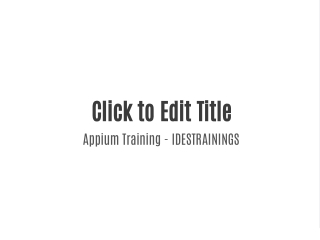 Appium Training - IDESTRAININGS