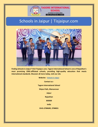 Schools in Jaipur | Tisjaipur.com