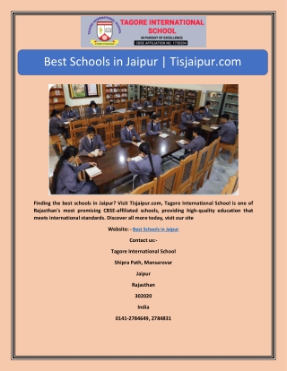 Best Schools in Jaipur | Tisjaipur.com