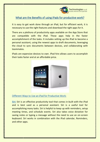 What are the Benefits of Using iPads for Productive Work?