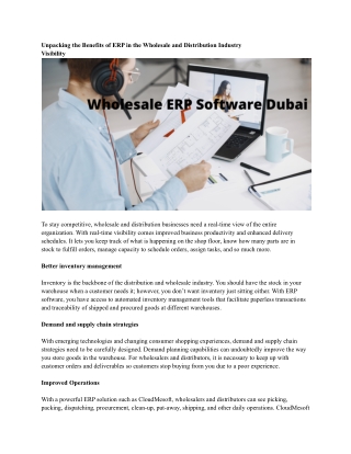 Wholesale ERP Software Dubai