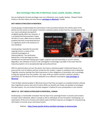 Best Astrologer Near Me In Montreal, Laval, Lasalle, Quebec, Ottawa
