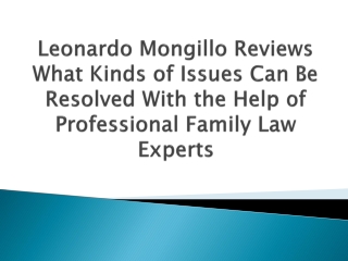 Leonardo Mongillo Reviews What Kinds of Issues Can Be Resolved With the Help of Professional Family Law Experts