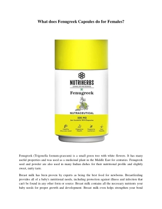 What does Fenugreek Capsules do for Females