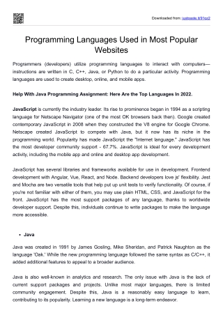 Programming Languages Used in Most Popular Websites