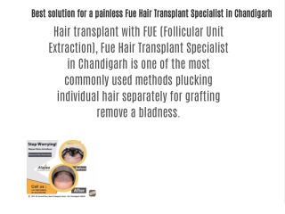 Best solution for a painless Fue Hair Transplant Specialist in Chandigarh