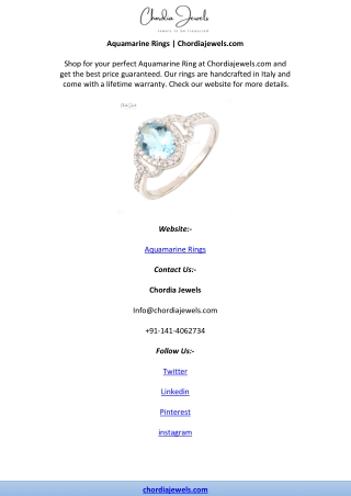 Aquamarine Rings | Chordiajewels.com