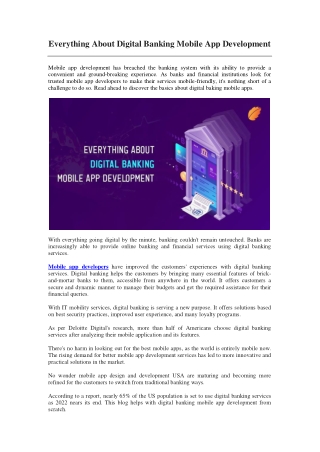 Everything About Digital Banking Mobile App Development