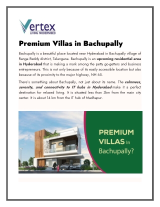 Premium Villas in Bachupally