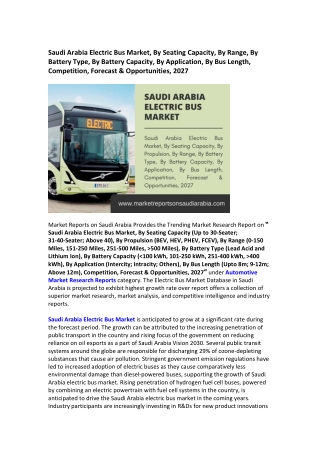 Saudi Arabia Electric Bus Market Research Report 2021-2027