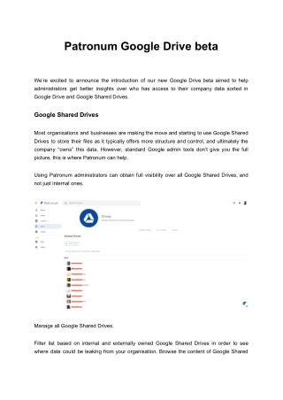 Patronum Google Drive beta