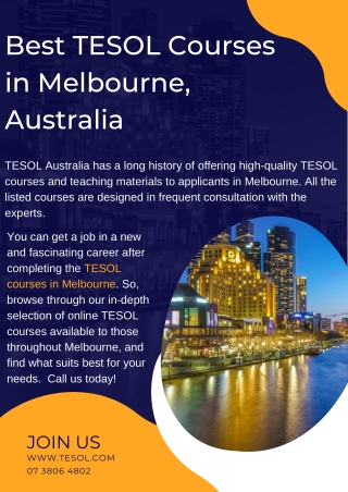 Best TESOL Courses in Melbourne, Australia