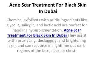 Acne Scar Treatment For Black Skin In Dubai