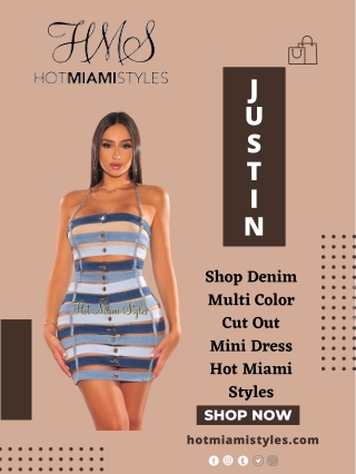 Shop Denim Multi Color Cut Out Mini Dress - Hot Miami Styles