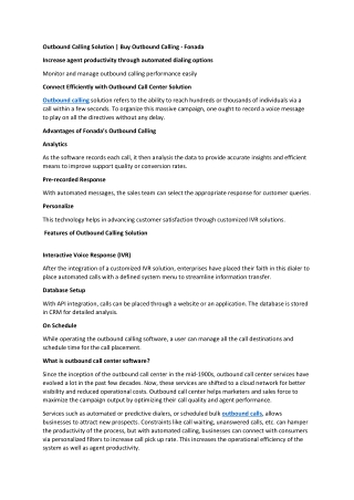Outbound Calling Solution | Buy Outbound Calling - Fonada