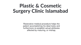 Plastic & Cosmetic Surgery Clinic Islamabad