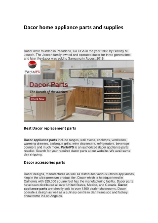 Dacor home appliance parts and supplies-converted