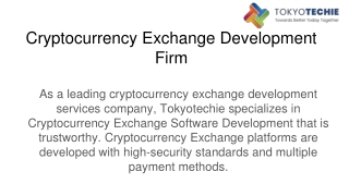 Cryptocurrency Exchange Development Firm