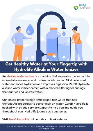 Get Healthy Water at Your Fingertip with Hydrolife Alkaline Water Ionizer