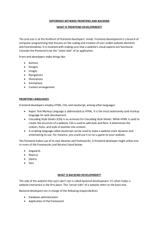 DIFFERENCE BETWEEN FRONTEND AND BACKEND imp