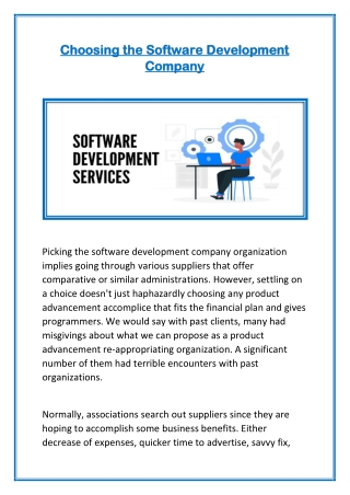 Choosing the Software Development Company