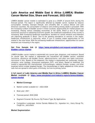 Latin America and Middle East & Africa (LAMEA) Bladder Cancer Market