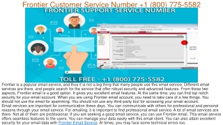 Frontier Customer Care Number  1(800) 775 5582