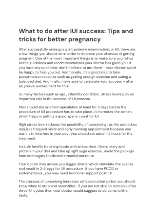 What to do after IUI success-Tips and tricks for better pregnancy