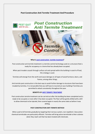 Post Construction Anti Termite Treatment And Procedure (1)