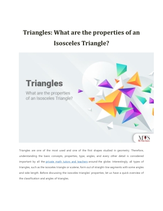 Triangles What are the properties of an Isosceles Triangle