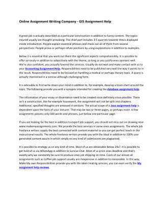 Online Assignment Writing Company - GIS Assignment Help