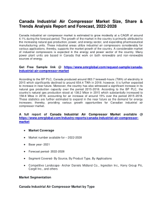 Canada Industrial Air Compressor Market