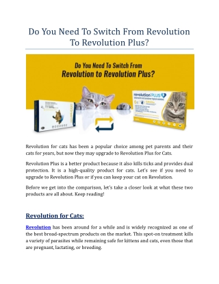 Do you need to switch from Revolution to Revolution Plus?