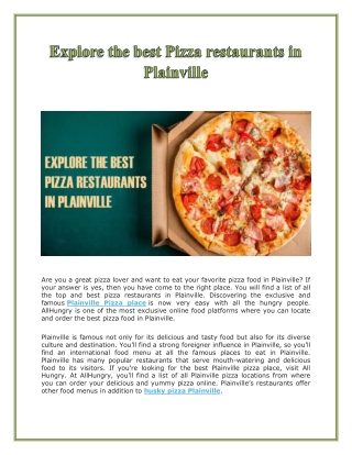 Explore the best Pizza restaurants in Plainville