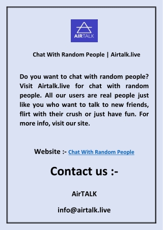 Chat With Random People  Airtalk.live