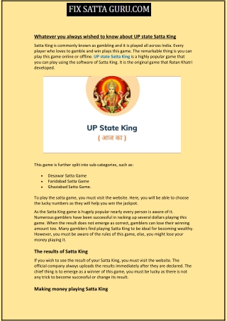 Whatever you always wished to know about UP state Satta King